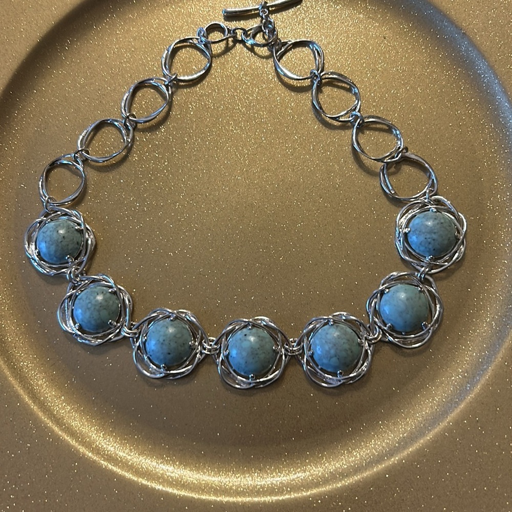 Silver and Light Blue Stone Necklace; 18” Length; Beautiful & Perfect Condition! - Picture 6 of 12